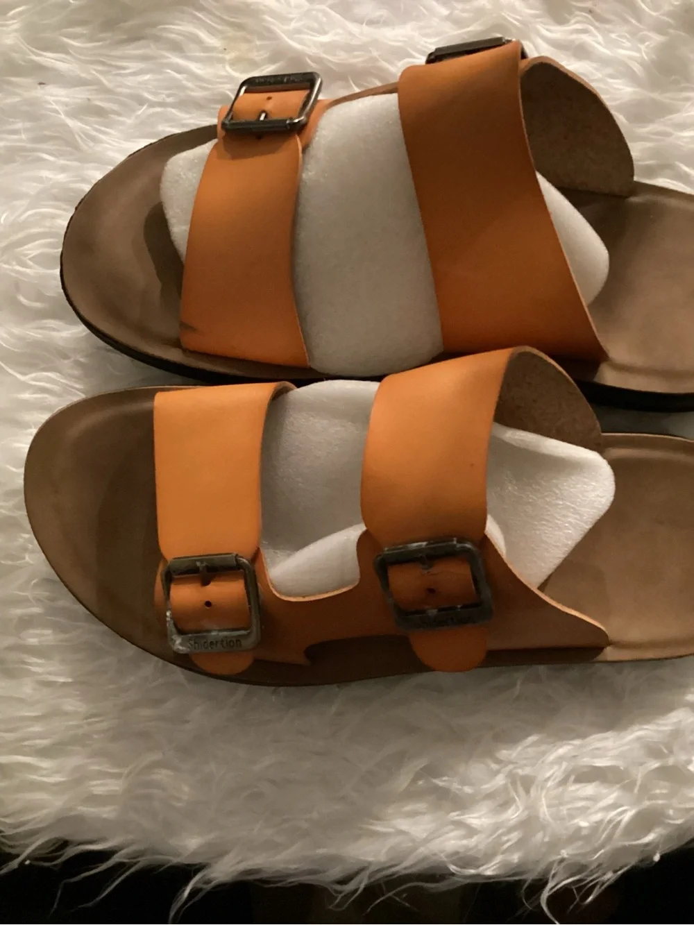 Kids Orange Double-Buckle Slide Sandals with Adjustable Straps